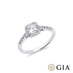 Anello con diamante taglio princess 0.50ct GIA in oro bianco 18k