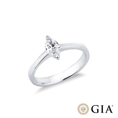 Anello con diamante taglio marquise 0.50ct GIA in oro bianco 18k