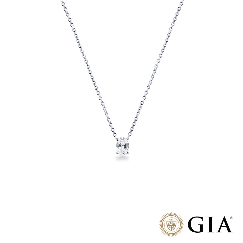 Collana punto luce in oro bianco 18k con diamante taglio ovale 0.50ct GIA