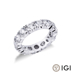 Anello eternity oro bianco 750 con diamanti certificati IGI F VS