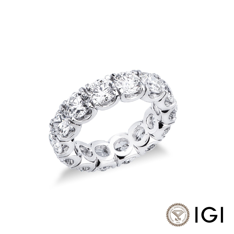 Anello in oro bianco eternity 18k con diamanti certificati IGI F VS