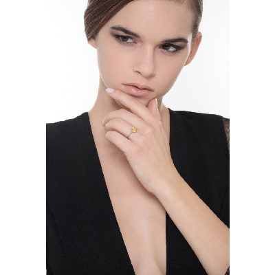 White gold 18k ring with citrine topaz heart cut 