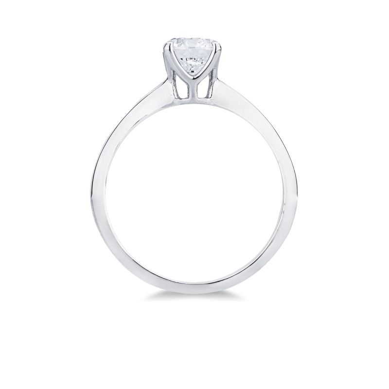 Anello solitario in oro bianco 18k, 0.90 ct