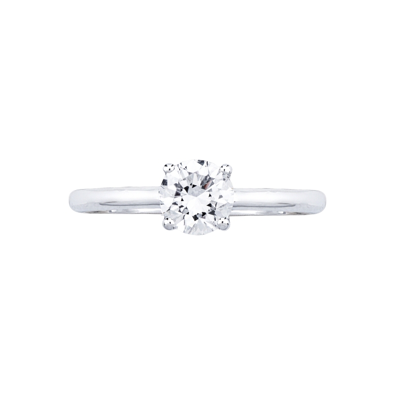 Anello solitario in oro bianco 18k, 0.90 ct