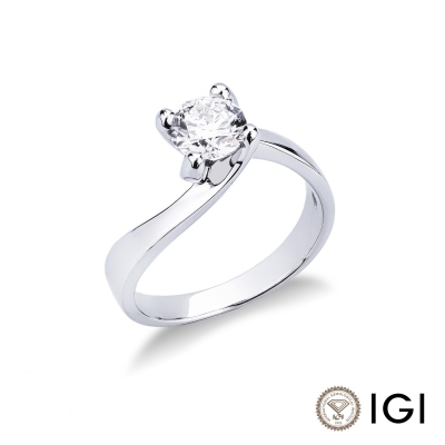 Solitario griffe in Oro bianco 18k con incastonato diamante di carati. 0,90, modello Valentino