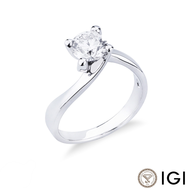 Solitario modello Valentino in Oro bianco 18k con diamante di 1.00 ct