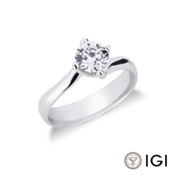 Solitario griffe a quattro punte in oro bianco 18k con Diamante ct. 0,90