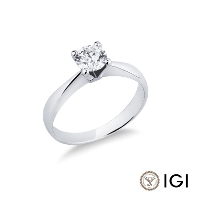 Anello solitario lineare a quattro griffe in oro bianco 18k con diamante da 1 carato