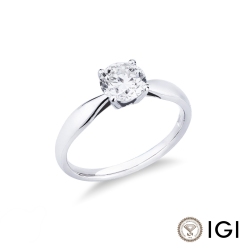 Solitario modello a quattro griffe in Oro bianco 18k con diamante di 1.00 ct