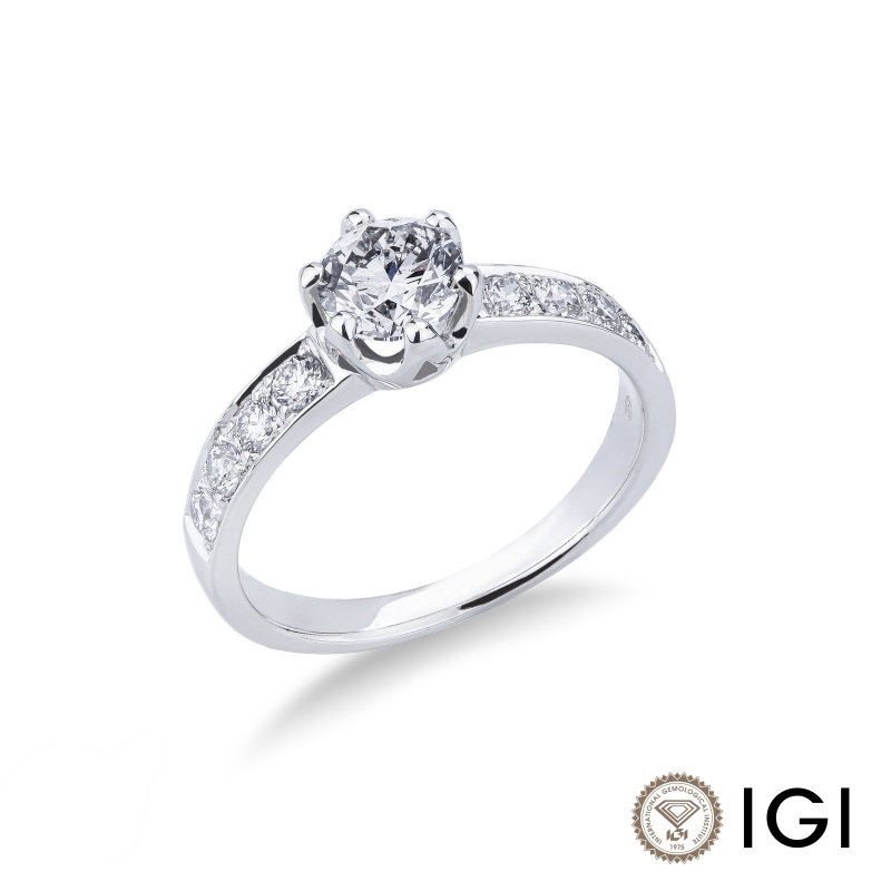 Solitario Anello Incanto 0.90 ct oro bianco 18k