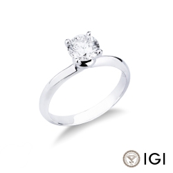 Anello solitario in oro bianco 18k con diamante da 0.90 ct. 