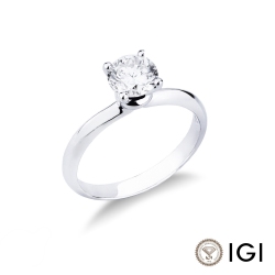 Solitario modello lineare a nodo in Oro bianco 18k con diamante di 1.00 ct