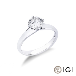 Solitario in Oro bianco 18k con diamante di 0.90 ct. 