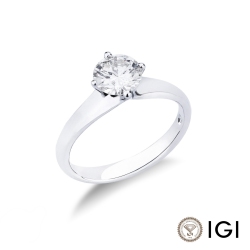 Solitario modello lineare a rombo in Oro bianco 18k con diamante di 1.00 ct.