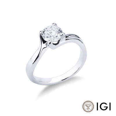 Solitario quattro griffe in Oro bianco 18k con incastonato diamante di carati 0,90