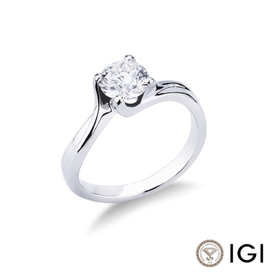 Solitario modello Valentino a quattro griffe in Oro bianco 18k con diamante di 1.00 ct