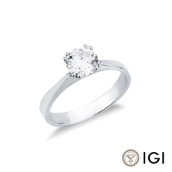 Anello in oro bianco 18k con diamante IGI, 1,00 ct