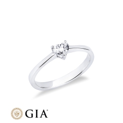 Anello con diamante taglio cuore 0.30ct GIA in oro bianco 18k 2