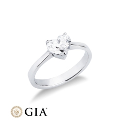 Anello con diamante taglio cuore 1.00ct GIA in oro bianco 18k 2