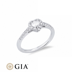 Anello con diamante taglio cuore 0.30ct GIA in oro bianco 18k 2