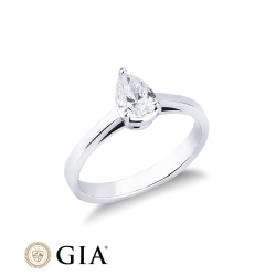 Anello con diamante taglio goccia 0.50ct  GIA in oro bianco 18k 2