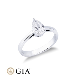 Anello con diamante taglio goccia 0.70ct  GIA in oro bianco 18k 2