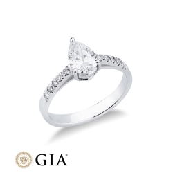 Anello con diamante taglio goccia 1.00ct GIA in oro bianco 18k 2
