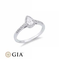 Anello con diamante taglio goccia 0.30ct GIA in oro bianco 18k 2