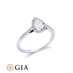 Anello con diamante taglio goccia 0.70ct GIA in oro bianco 18k 2