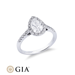 Anello con diamante taglio goccia 1.00ct GIA in oro bianco 18k 2