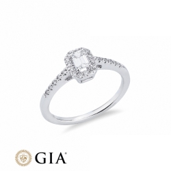 Anello con diamante taglio smeraldo 0.30ct GIA in oro bianco 18k 2