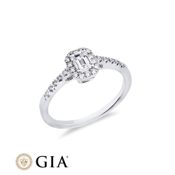 Anello con diamante taglio smeraldo 0.40ct GIA in oro bianco 18k 2