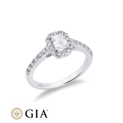 Anello con diamante taglio smeraldo 0.50ct GIA in oro bianco 18k 2