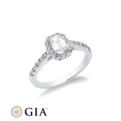 Anello con diamante taglio smeraldo 0.70ct GIA in oro bianco 18k 2