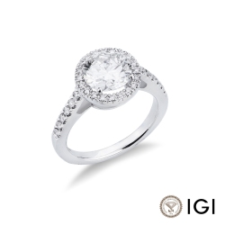 Anello con diamante 2.00ct IGI in oro bianco 18k