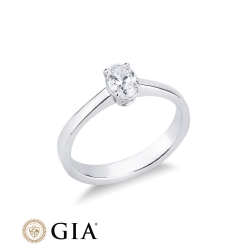 Anello con diamante taglio ovale 0.50 ct GIA in oro bianco 18k 2