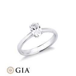 Anello con diamante taglio ovale 0.70ct GIA in oro bianco 18k 2