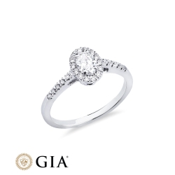 Anello con diamante taglio ovale 0.40ct GIA in oro bianco 18k 2