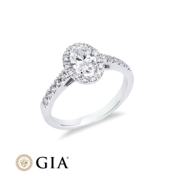 Anello con diamante taglio ovale 0.70ct GIA in oro bianco 18k 2