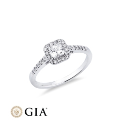 Anello con diamante taglio princess 0.40ct in oro bianco 18k 2