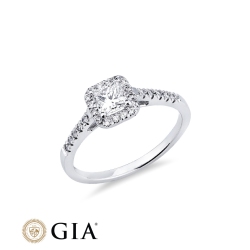 Anello con diamante taglio princess 0.50ct GIA in oro bianco 18k 2