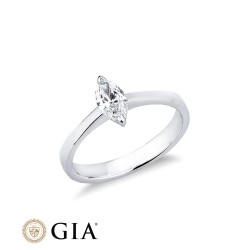 Anello con diamante taglio marquise 0.50ct GIA in oro bianco 18k 2