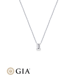 Collana con diamante taglio smeraldo 0.50ct GIA in oro bianco 18k 2
