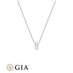Collana punto luce in oro bianco 18k con diamante taglio ovale 0.70ct GIA 2