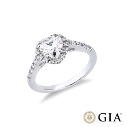 Anello con diamante taglio cuore 1ct GIA in oro bianco 18k