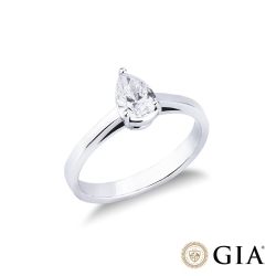 Anello con diamante taglio goccia 0.50ct  GIA in oro bianco 18k