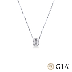 Collana punto luce contorno in oro bianco 18k con diamante taglio smeraldo 0.50ct GIA