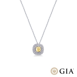 Collana con diamante fancy yellow taglio cushion 1.00ct GIA in oro bianco 18k. PREZZO SU RICHIESTA.