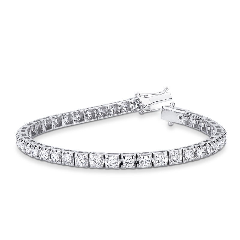 Bracciale tennis piramide in oro bianco 750 con diamanti