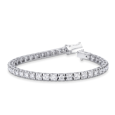 Bracciale tennis piramide in oro bianco 750 con diamanti
